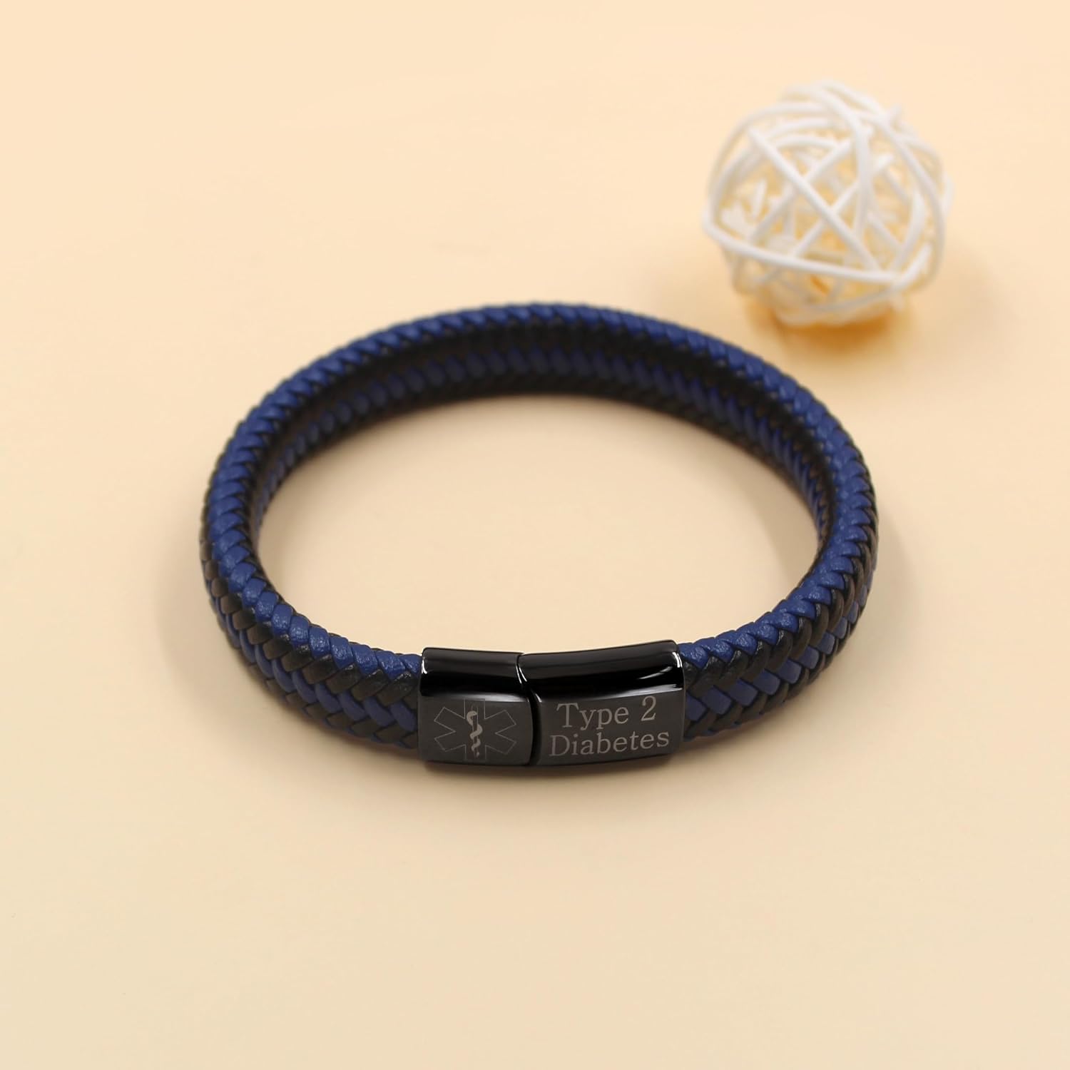 Dynamic QR Code Medical Alert Bracelet for Men Women No Medical Info Needed at Checkout PU Leather Emergency ID Cuff Bracelet Black Stainless Steel Clasp Scan to Update Health Info YA5551