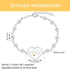 Mustard Seed Stainless Steel Heart Charm Link Bracelet for Women, Religious Bracelets Christian Blessing Encouragement Jewelry for Christmas
