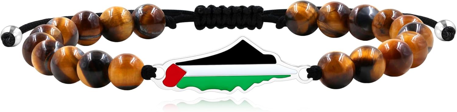 Palestinian Flag Handmade Middle Eastern Beaded Multicolor Protest Bracelet| Justice Unity Activist Bracelet| Stainless Steel Flag| Cultural Identity Support Bracelet| Support Gaza YA5213