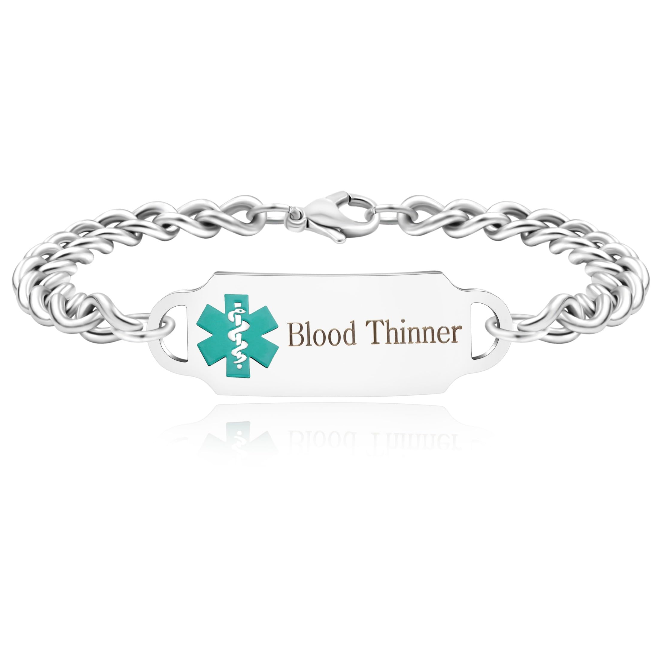 Exquisite Medical Bracelets for Women and Men, Personalized Medical Bracelet in Stainless Steel Cuban Chain, Holidays Gift for Wife or Husband - YA4501
