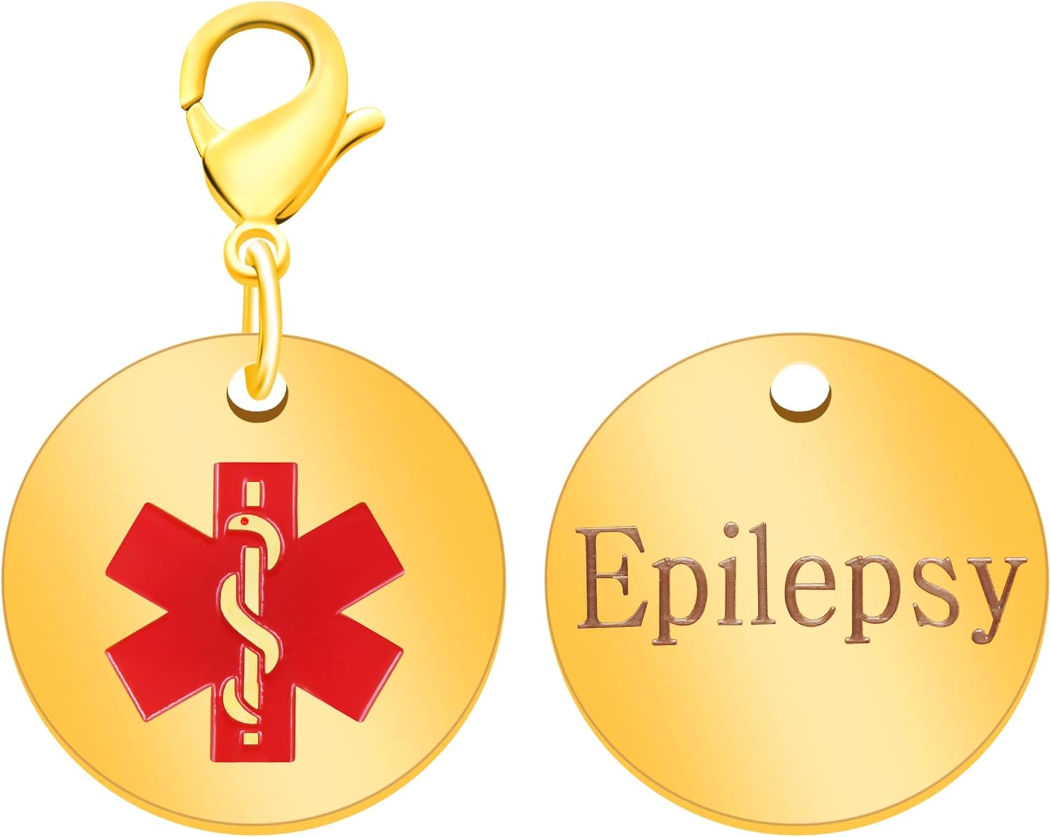 Medical Keychain Round Waterproof Stainless Steel Free Customizable Emergency Medical Jewelry for Men Women Seniors