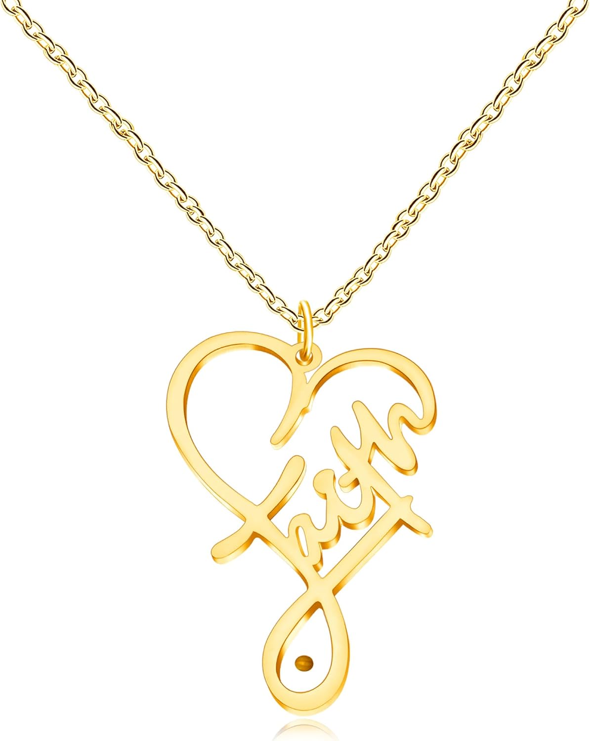 Faith Mustard Seed Heart Necklace | “Faith Can Move Mountains” Infinity Pendant | Matthew 17:20 Christian Inspirational Jewelry (Gold / White / Rose Gold)