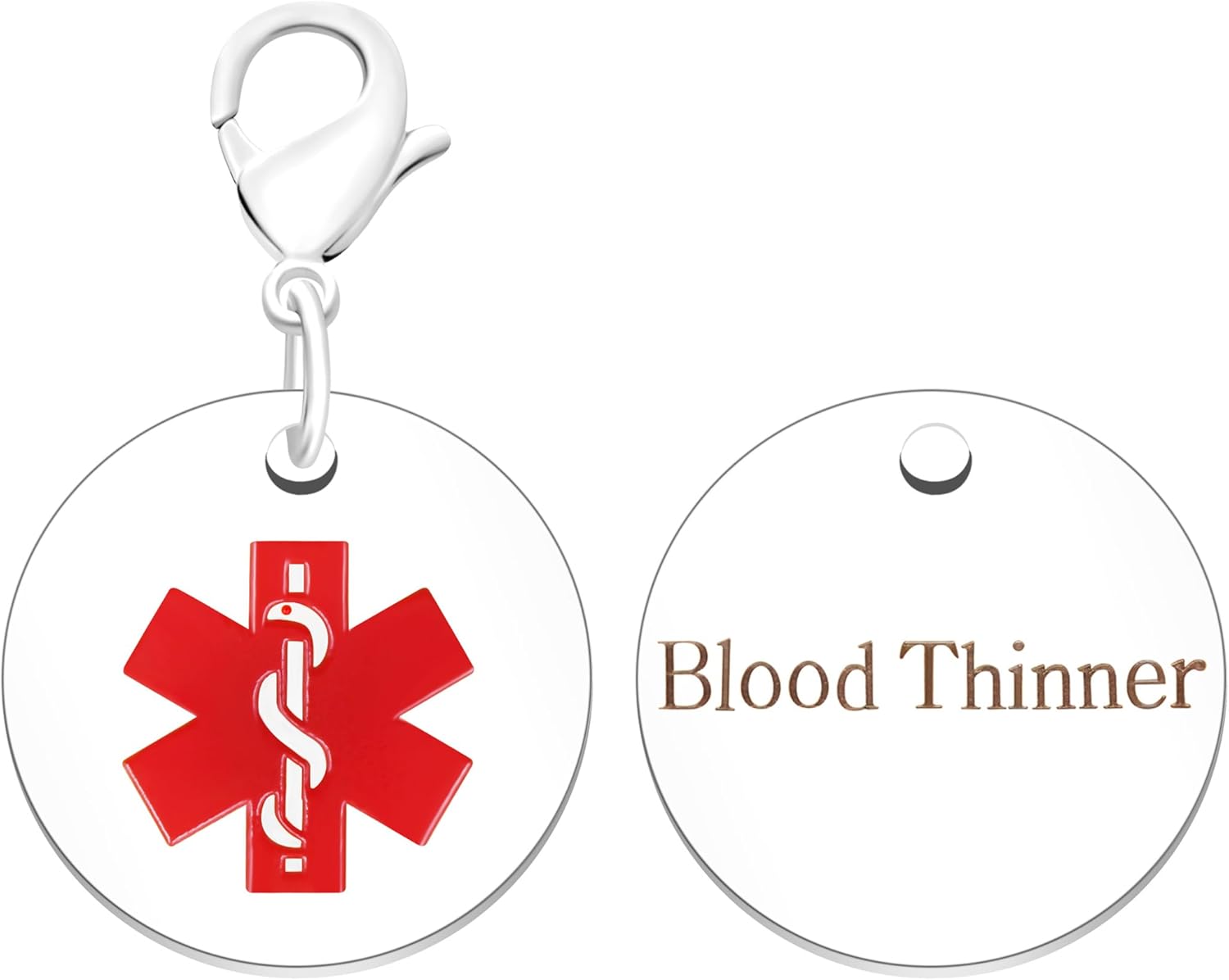 Medical Keychain Round Waterproof Stainless Steel Free Customizable Emergency Medical Jewelry for Men Women Seniors