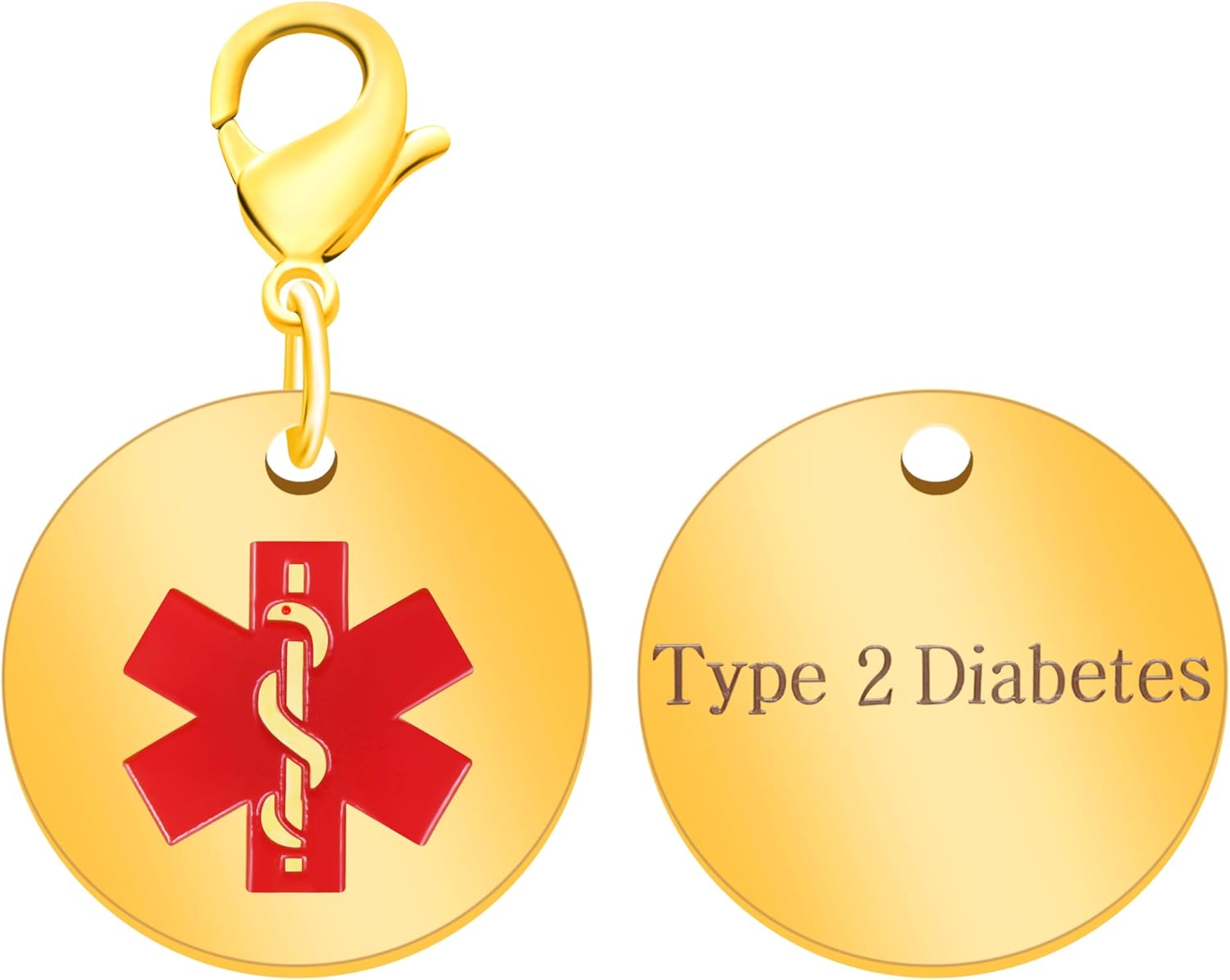 Medical Keychain Round Waterproof Stainless Steel Free Customizable Emergency Medical Jewelry for Men Women Seniors
