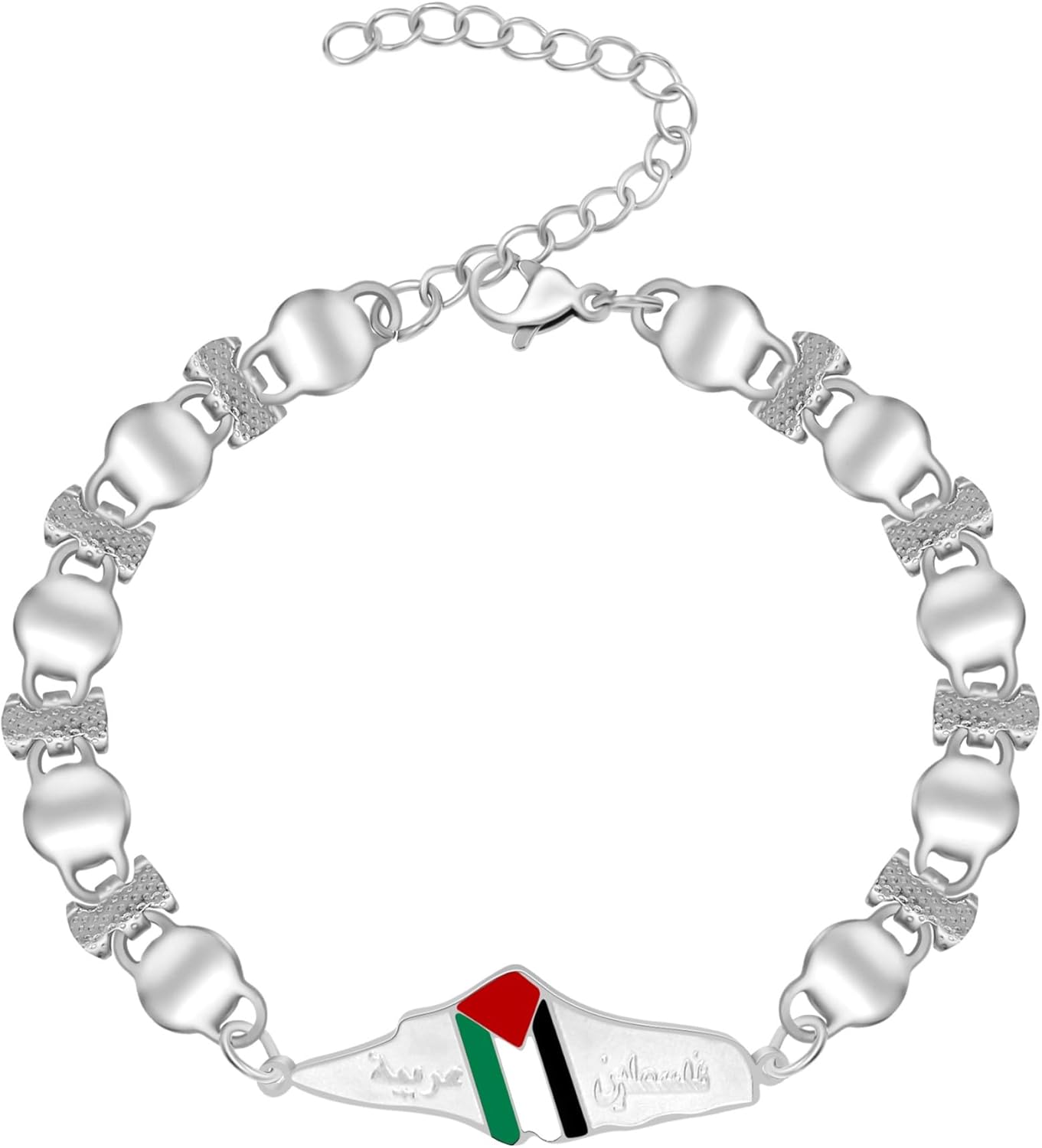 Minimalist Palestine-Inspired Adjustable Bracelet, Lightweight Unisex Ethnic Jewelry with Multi-Chain Design, Stainless Steel Silver-Tone Bracelet for Daily Wear, Office & Travel
