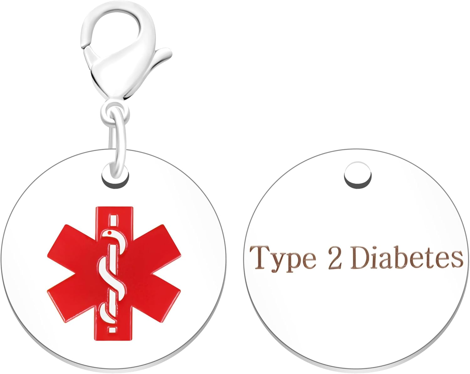 Medical Keychain Round Waterproof Stainless Steel Free Customizable Emergency Medical Jewelry for Men Women Seniors