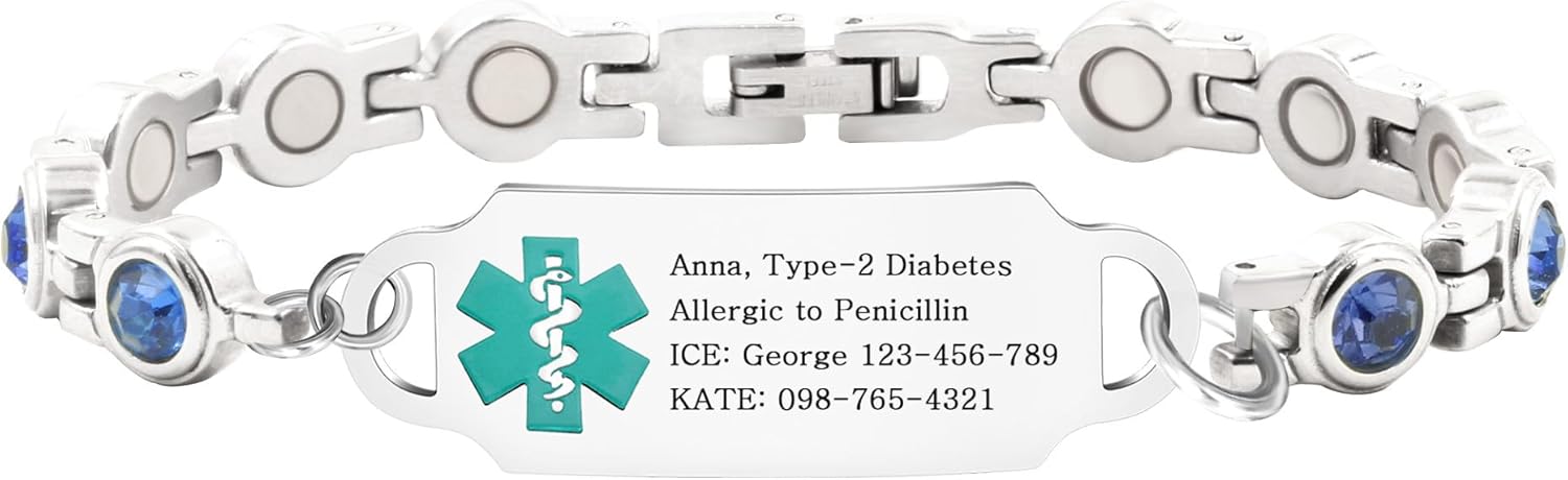 Editable QR Code Medical Alert Bracelet for Men Women – Stainless Steel Magnetic Medical ID Bracelet with Scan Me Tag, Adjustable Links with Removal Tool, Waterproof Emergency Health Info Bracelet