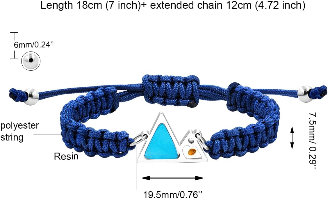 Uloveido Mustard Seed Mountain Bracelet | Handmade Braided Rope Bracelet with Blue Triangle Charm for Faith | Christian Jewelry for Men Women Gift YA5053