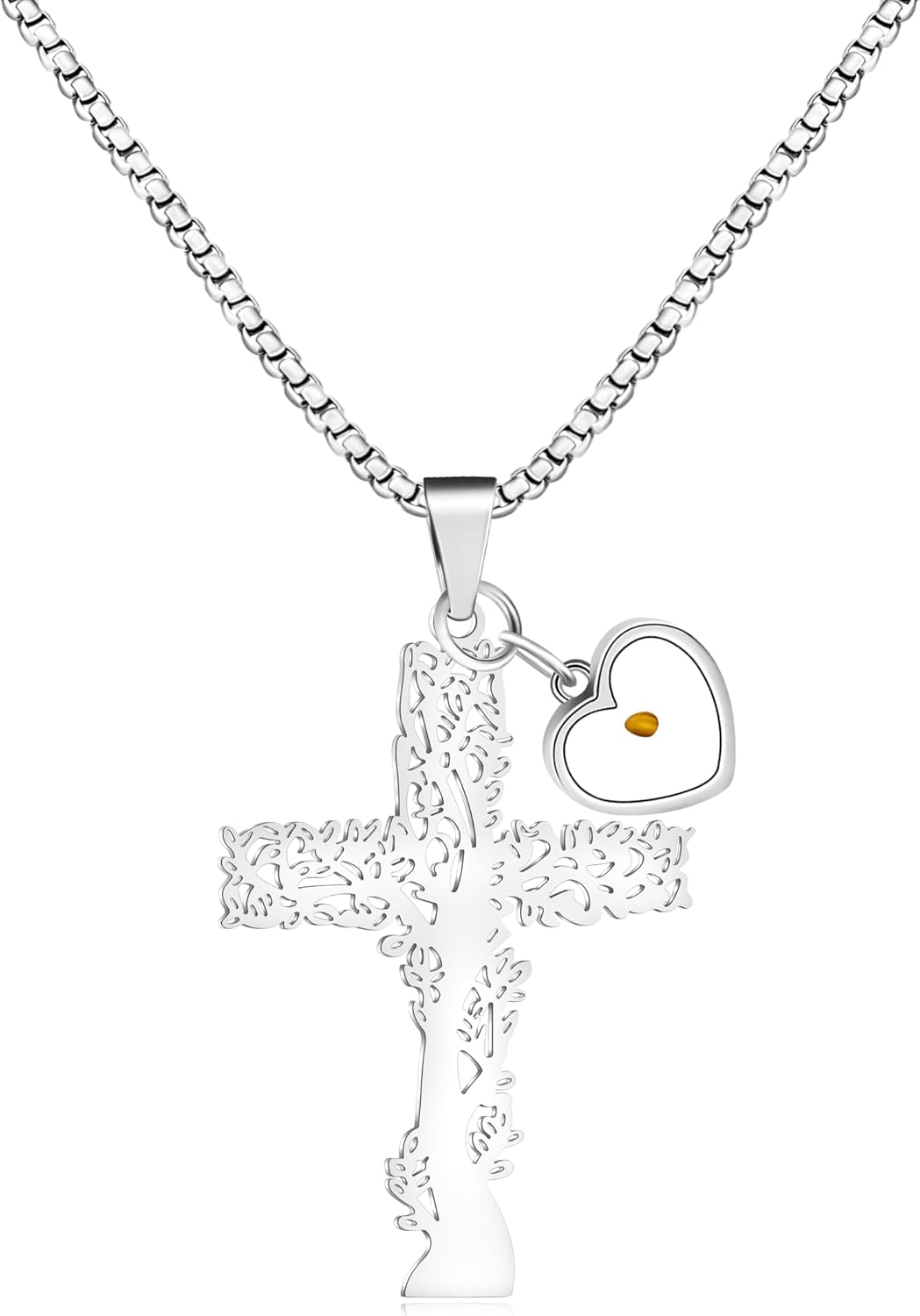 Tree of Life Necklace Mustard Seed Necklace Faith Necklace Cross Necklace Inspirational Jewelry Religious Necklace Spiritual Jewelry Meaningful Jewelry Symbolic Necklace Motivational Gift Growth and Strength Necklace Rebirth Necklace Hope Jewelry Bel