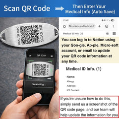 Uloveido Medical Alert Bracelet with Dynamic QR Code and Text Engraving Stainless Steel ID Plate with Floating Golden Caduceus Adjustable Black Braided Rope Emergency Medical ID for Men Women