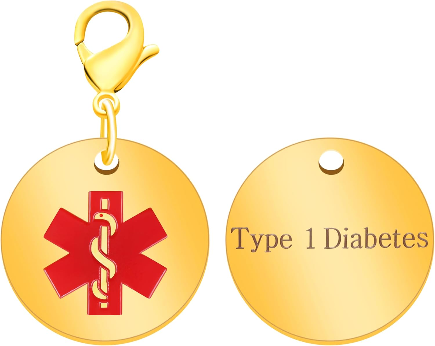 Medical Keychain Round Waterproof Stainless Steel Free Customizable Emergency Medical Jewelry for Men Women Seniors