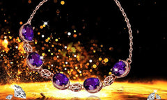 Uloveido Women Fashion 925 Sterling Silver Bracelet Rose Gold Plated Purple Amethyst Crystal Bracelet for Girls Women Mom FB057