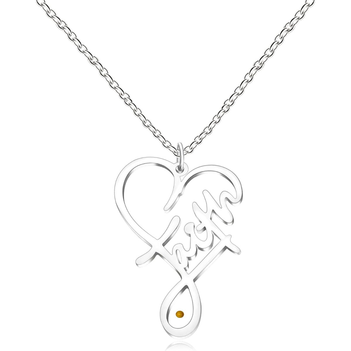 Faith Mustard Seed Heart Necklace | “Faith Can Move Mountains” Infinity Pendant | Matthew 17:20 Christian Inspirational Jewelry (Gold / White / Rose Gold)
