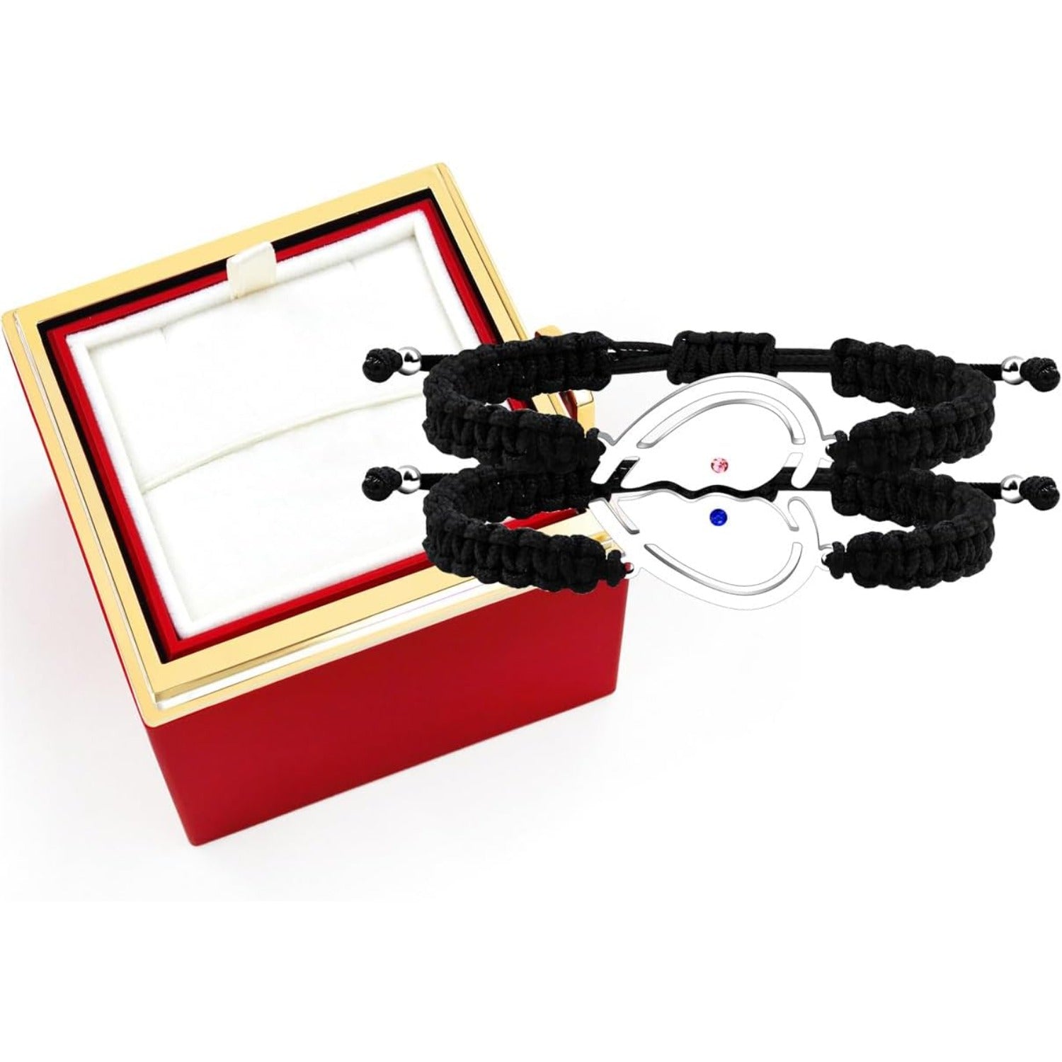 Couple Puzzle Heart Bracelet | Matching Beaded Braided Adjustable Pull-String Bracelets | Love and Commitment Zirconia Inlaid Eternal Bond Jewelry Y4486-Y4487