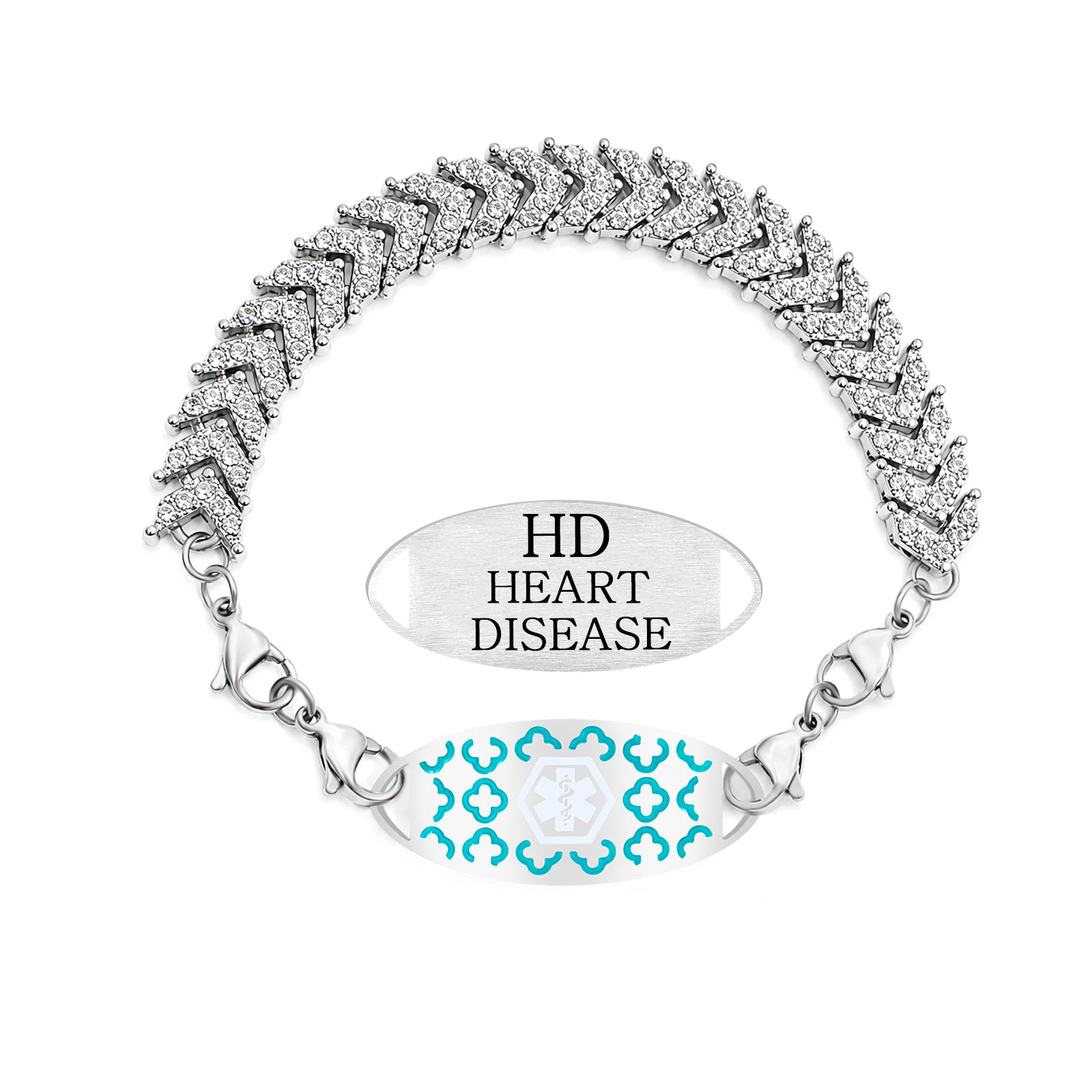 Medical Alert Tennis Bracelet for Women, Stainless Steel Emergency ID Bracelet, Adjustable Rhinestone Chain ID Jewelry for Allergies Diabetes Safety