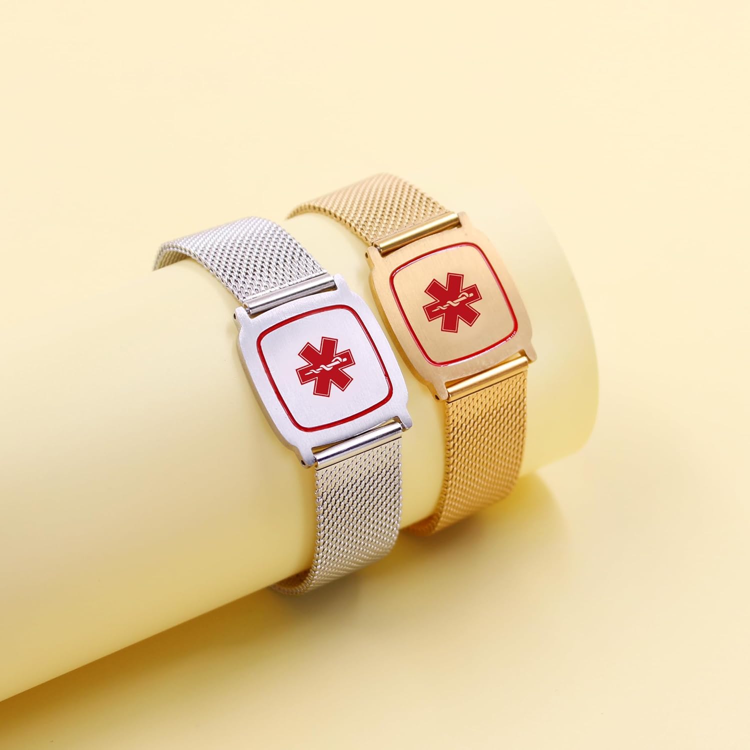 Dynamic QR Code Medical Alert Bracelet for Men Women Scan to Update Medical Info No Medical Info Needed at Checkout Stainless Steel Mesh Emergency ID Bracelet Waterproof Hypoallergenic