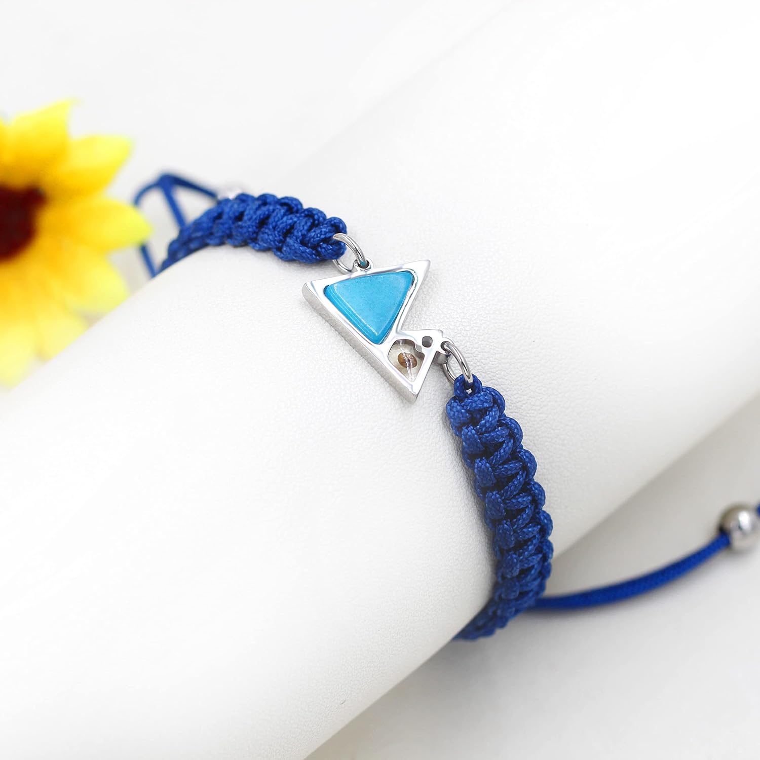 Uloveido Mustard Seed Mountain Bracelet | Handmade Braided Rope Bracelet with Blue Triangle Charm for Faith | Christian Jewelry for Men Women Gift YA5053