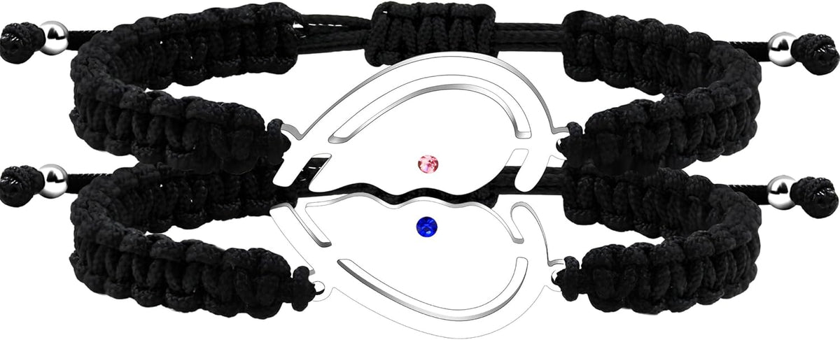 Couple Puzzle Heart Bracelet | Matching Beaded Braided Adjustable Pull-String Bracelets | Love and Commitment Zirconia Inlaid Eternal Bond Jewelry Y4486-Y4487