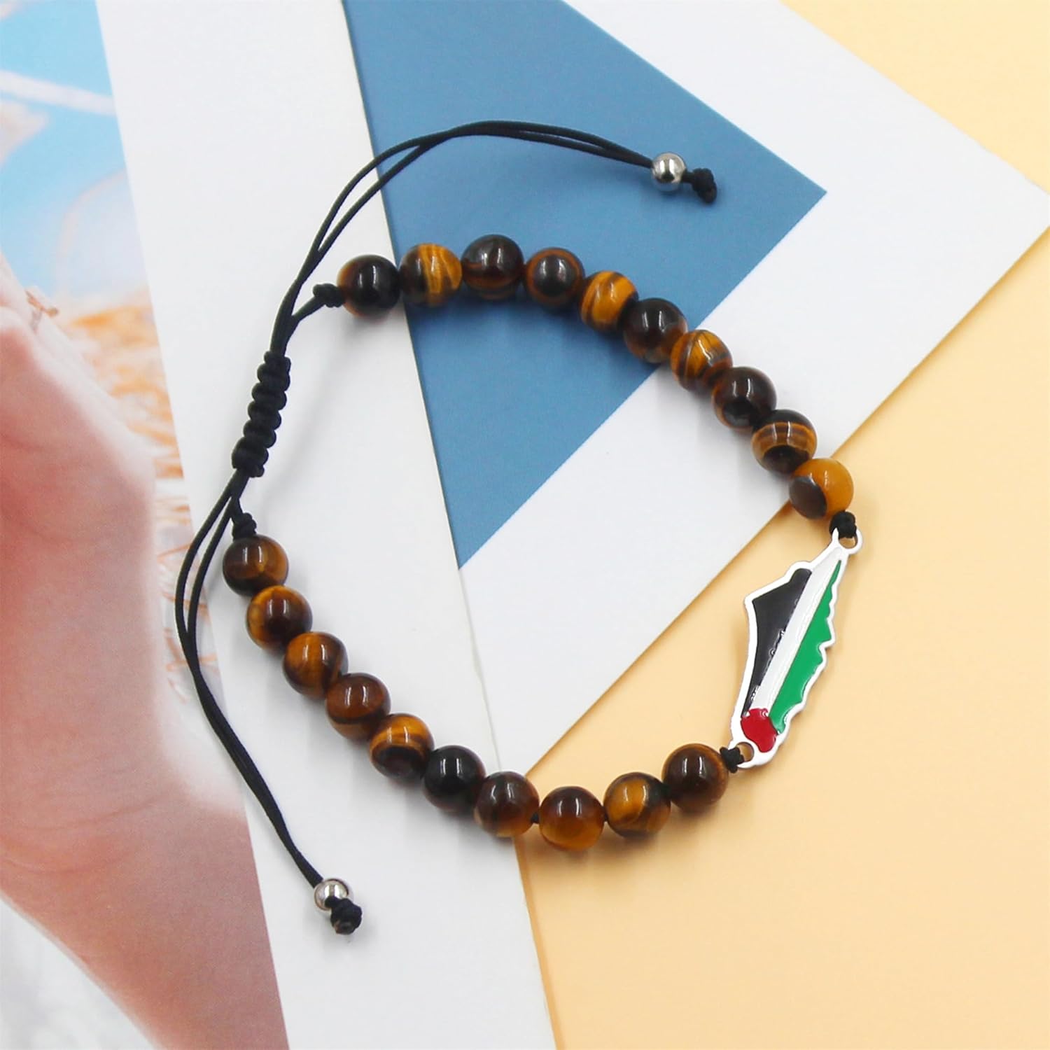 Palestinian Flag Handmade Middle Eastern Beaded Multicolor Protest Bracelet| Justice Unity Activist Bracelet| Stainless Steel Flag| Cultural Identity Support Bracelet| Support Gaza YA5213