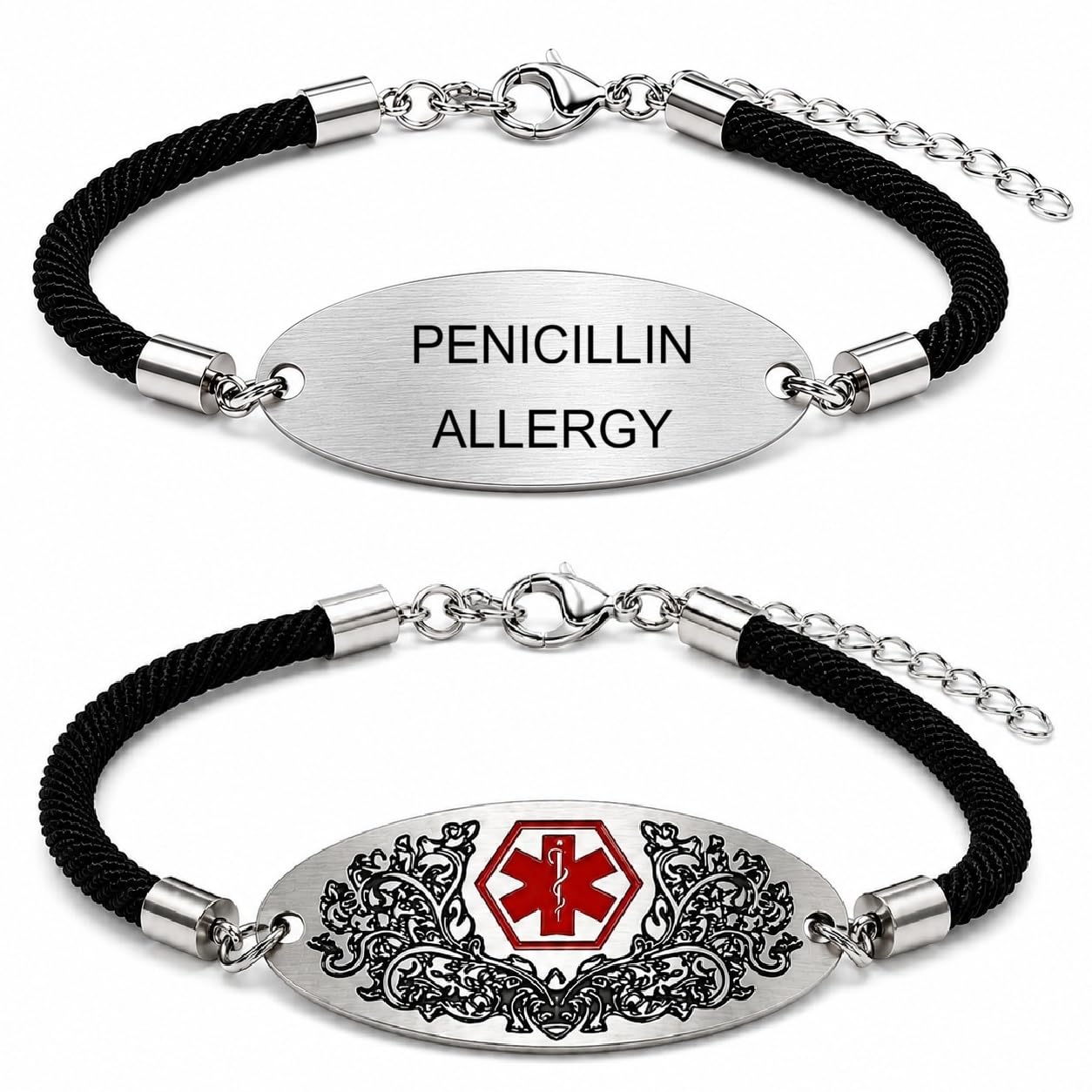 Medical Alert Bracelet with Dynamic QR Code or Custom Laser Engraving | Personalized Medical ID Bracelet | Emergency Medical Jewelry for Health Conditions | Stainless Steel Rope Chain