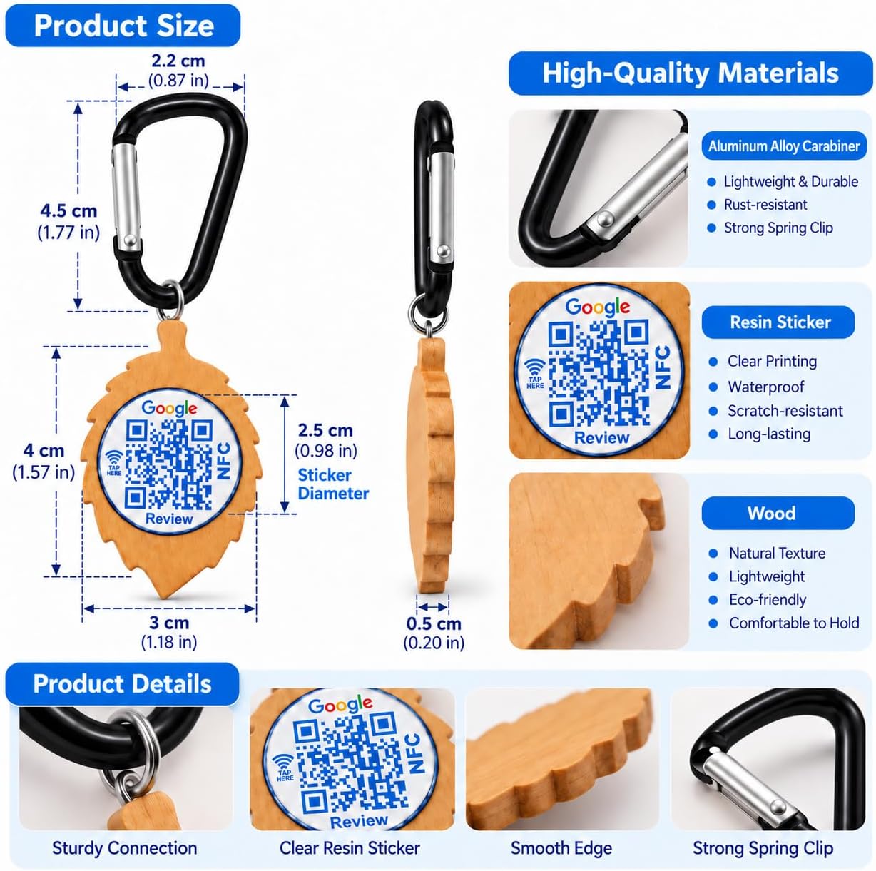 NFC QR Code Business Keychain for Google Review – Editable Review Page & Customer Feedback | Uloveido