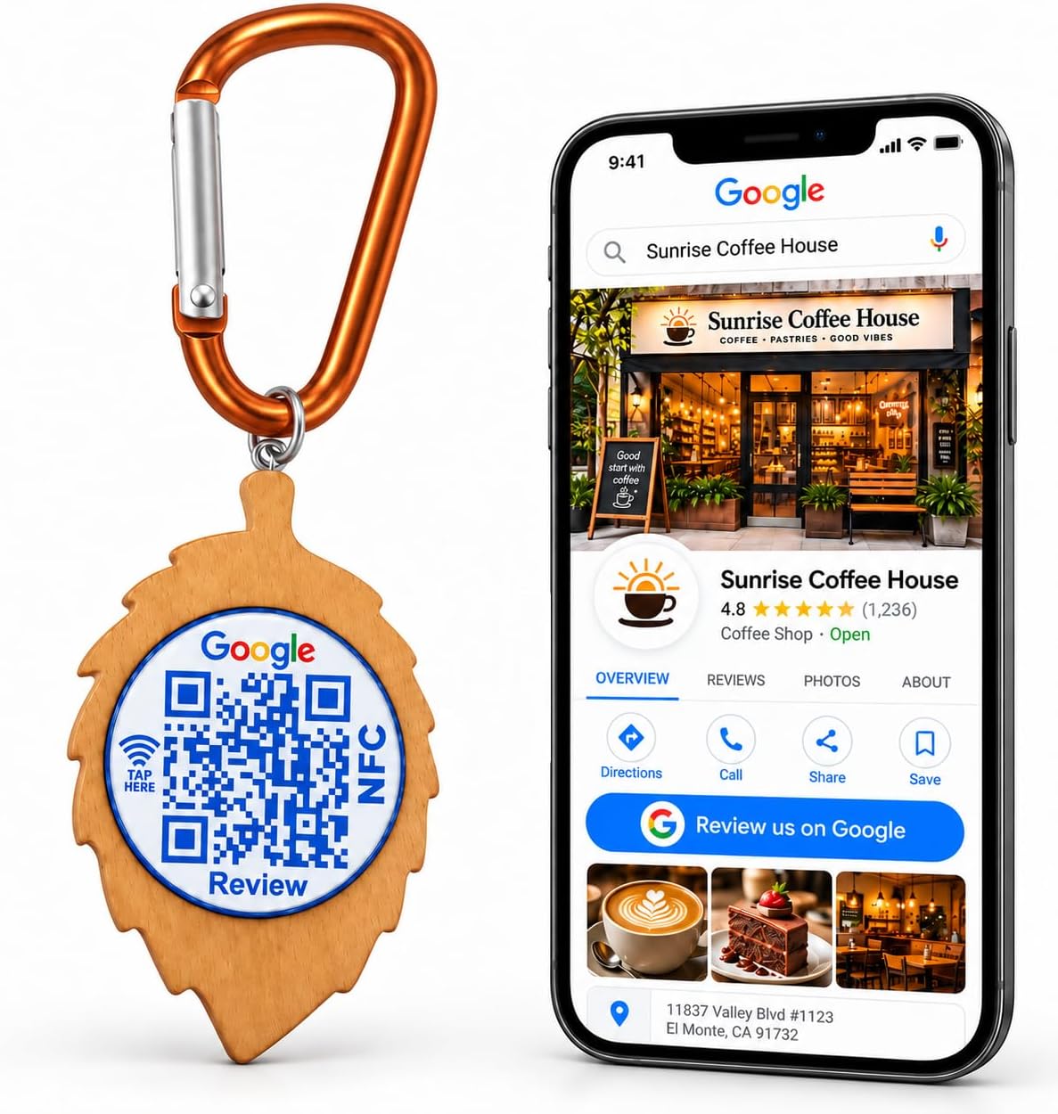 NFC QR Code Business Keychain for Google Review – Editable Review Page & Customer Feedback | Uloveido