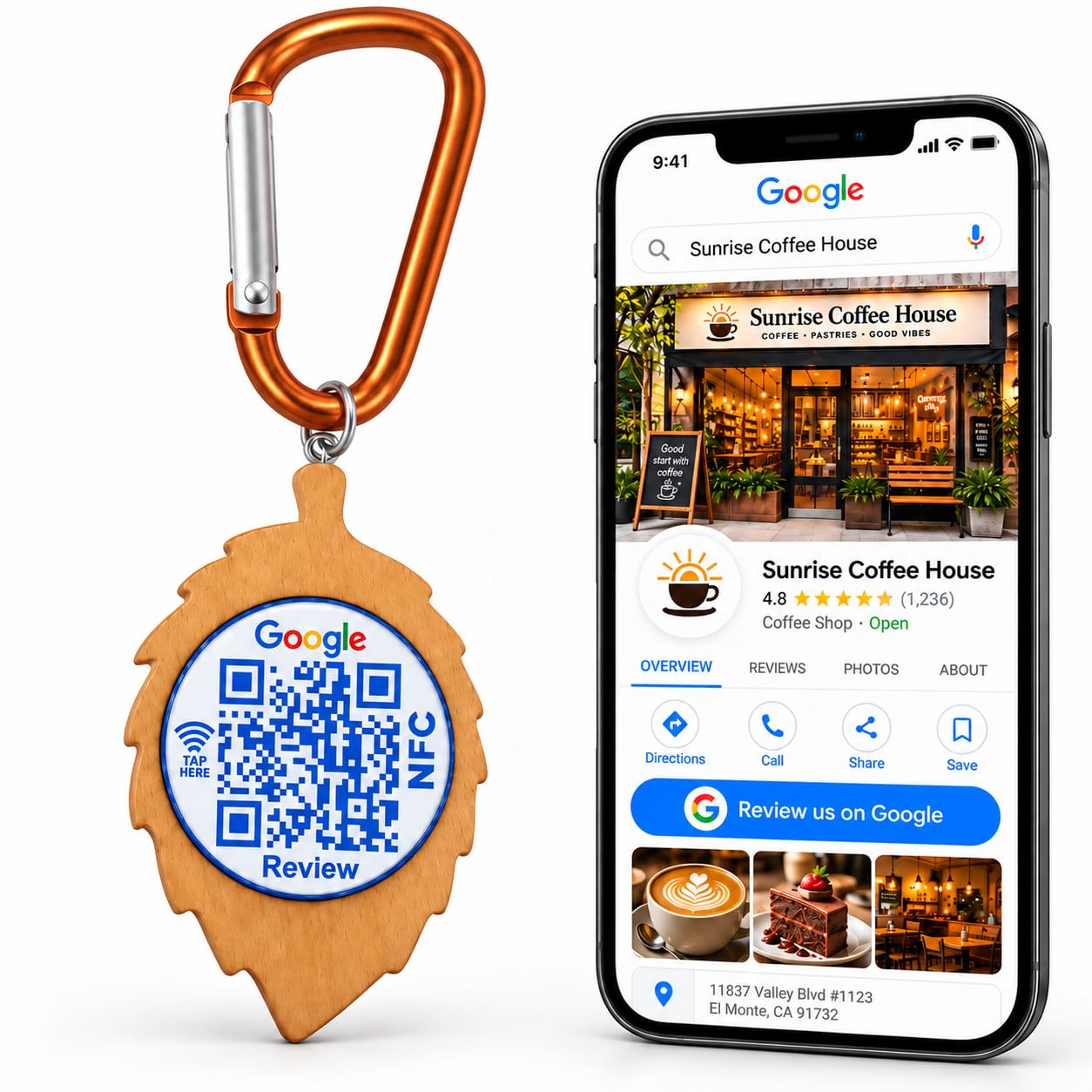 NFC QR Code Business Keychain for Google Review – Editable Review Page & Customer Feedback | Uloveido