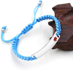 Uloveido Medical Alert ID Bracelet Laser Engraved Epilepsy Adjustable Wristband for Men Women Emergency First Aid, Handmade Braided Health Alert Engraved Bracelet Y3944