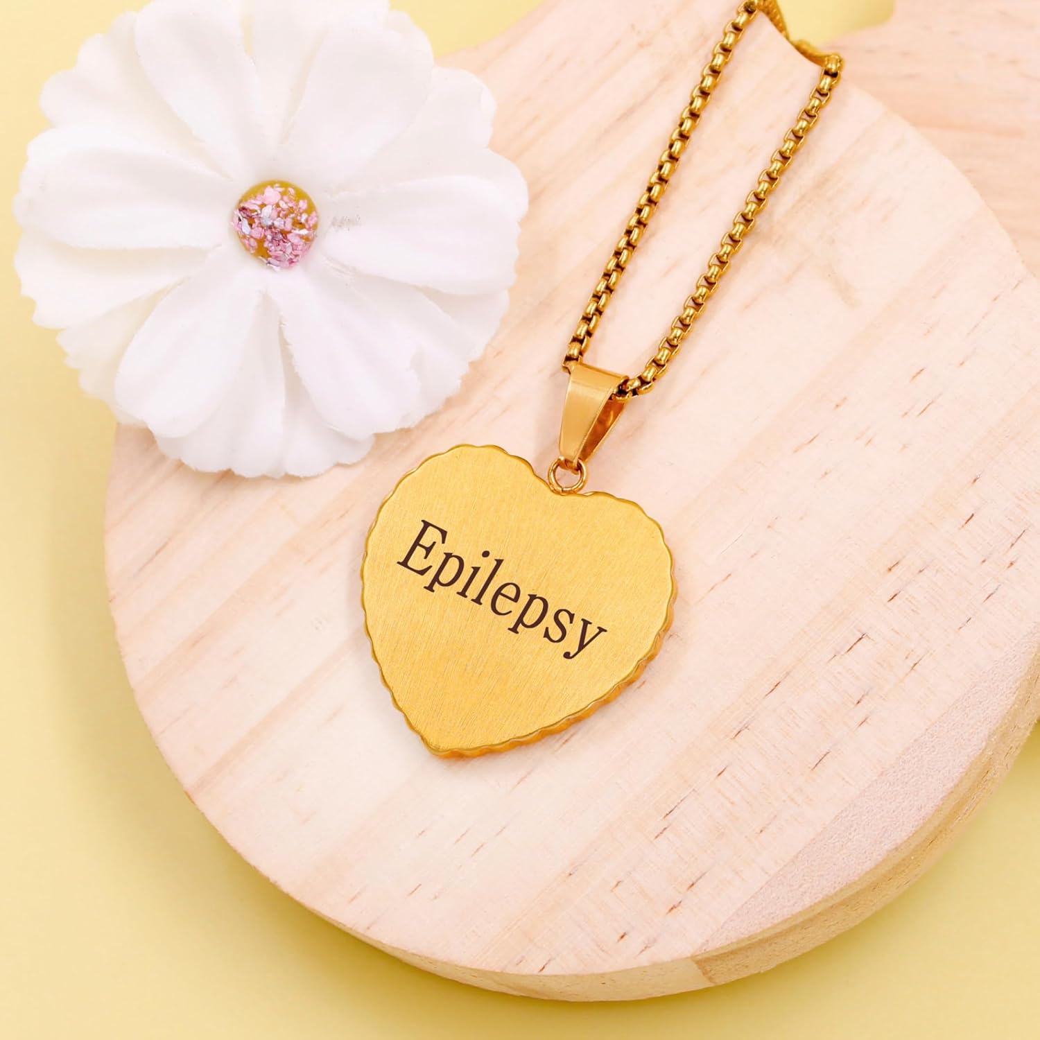 Uloveido Free Engraving Medical Alert Necklace – Heart-Shaped Gold-Plated Pendant with Zircon Accents, Custom Medical ID Jewelry, Allergy-Safe 50cm Chain, Unisex for Seniors, Sports, and Active Lifestyle