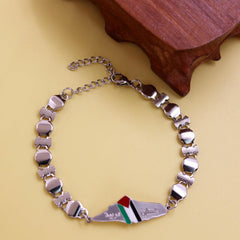Minimalist Palestine-Inspired Adjustable Bracelet, Lightweight Unisex Ethnic Jewelry with Multi-Chain Design, Stainless Steel Silver-Tone Bracelet for Daily Wear, Office & Travel
