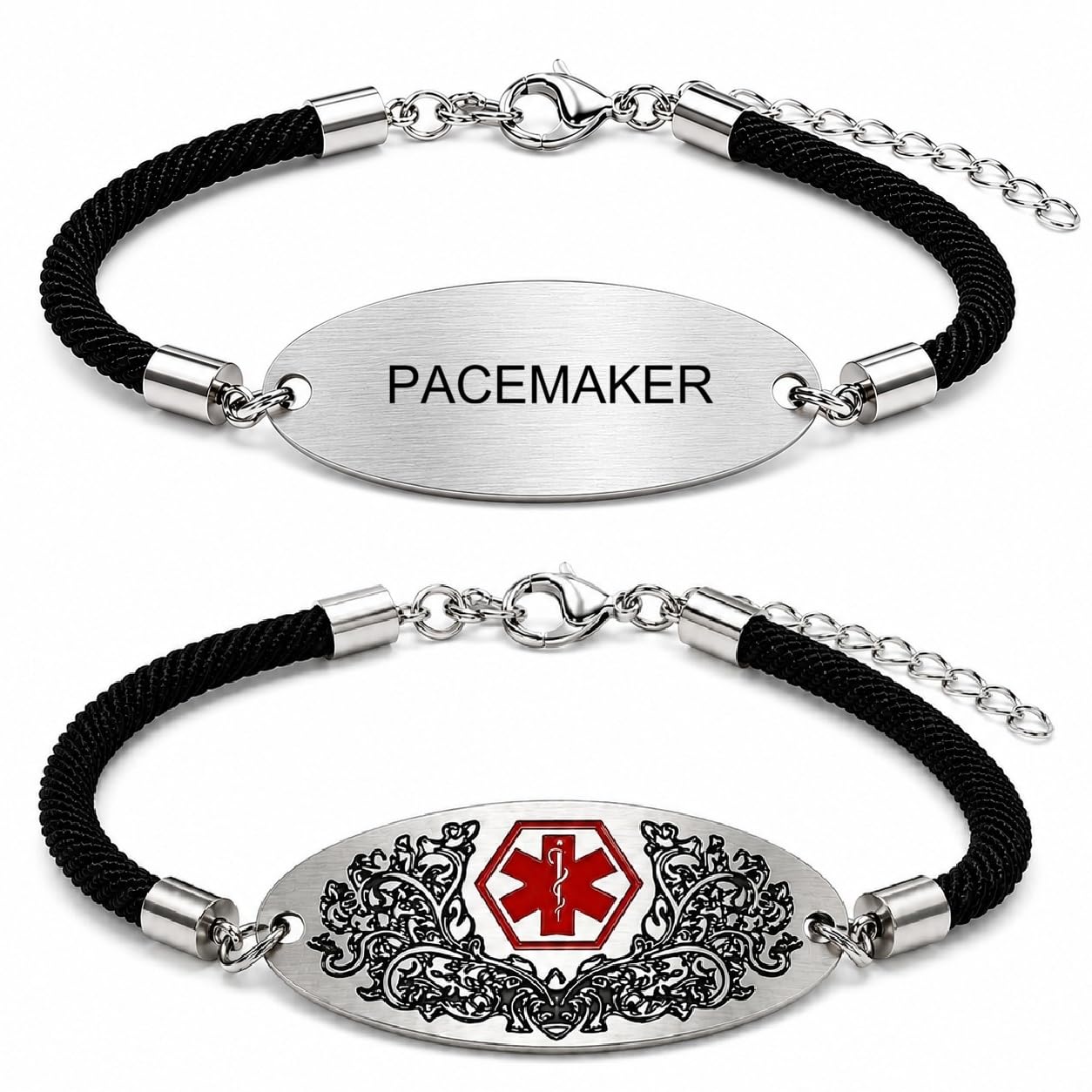 Medical Alert Bracelet with Dynamic QR Code or Custom Laser Engraving | Personalized Medical ID Bracelet | Emergency Medical Jewelry for Health Conditions | Stainless Steel Rope Chain