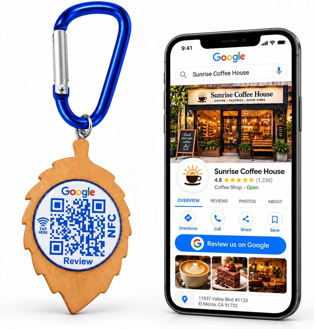 NFC QR Code Business Keychain for Google Review – Editable Review Page & Customer Feedback | Uloveido