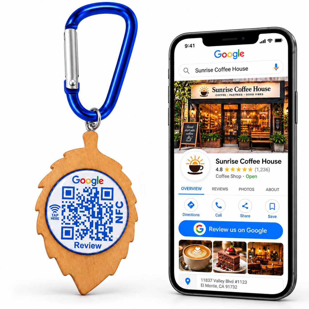 NFC QR Code Business Keychain for Google Review – Editable Review Page & Customer Feedback | Uloveido