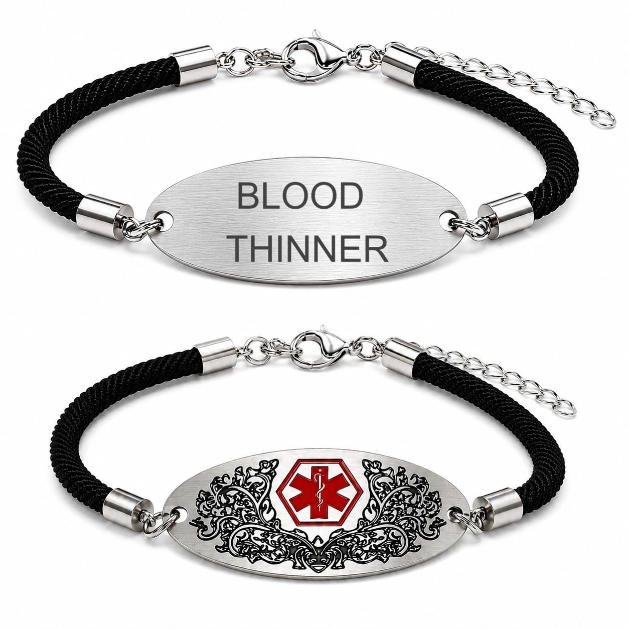 Medical Alert Bracelet with Dynamic QR Code or Custom Laser Engraving | Personalized Medical ID Bracelet | Emergency Medical Jewelry for Health Conditions | Stainless Steel Rope Chain