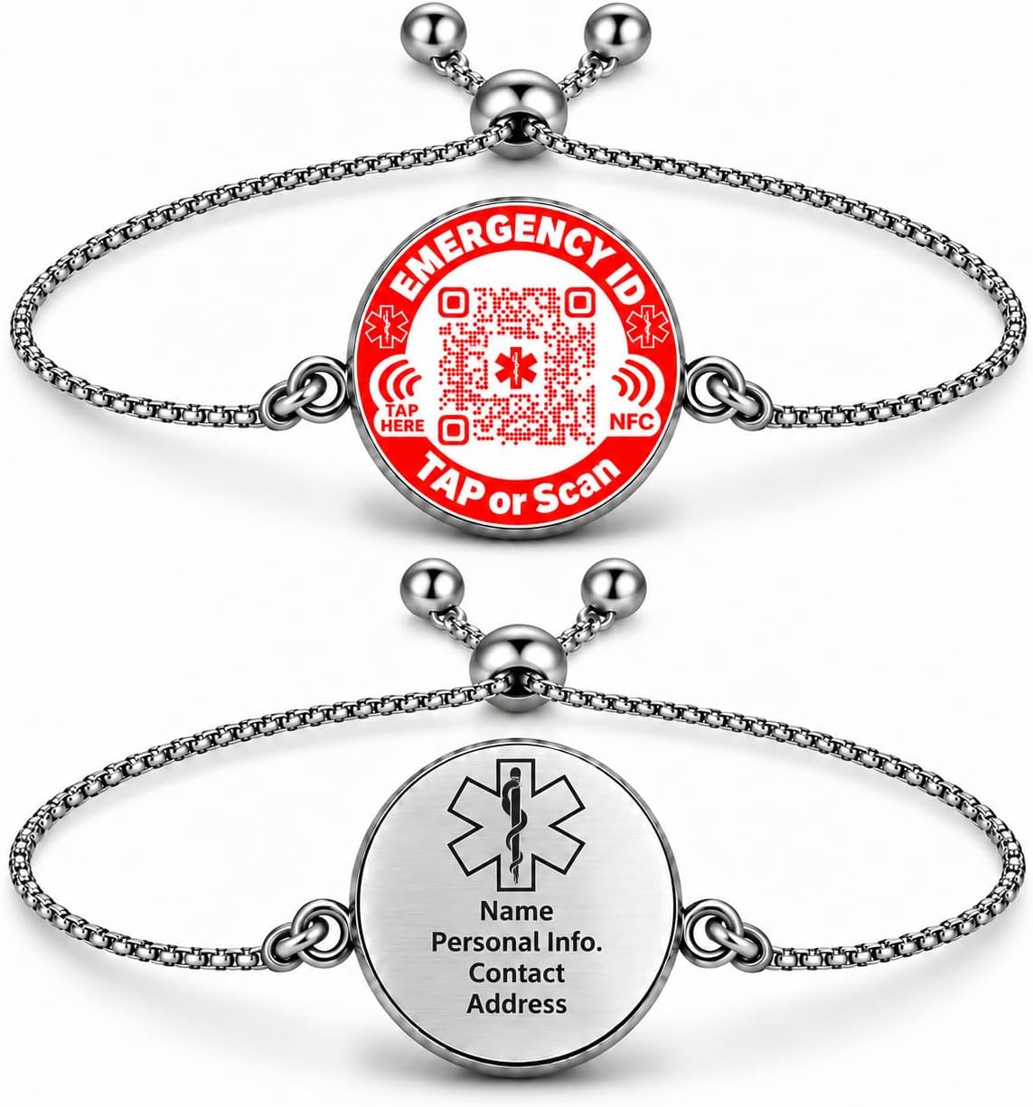 Uloveido NFC QR Medical ID Bracelet, Editable Emergency Medical Profile