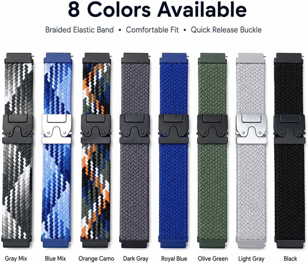 Uloveido Personalized Nylon Medical ID Bracelet with Laser-Engraved Medical Alert Tag and Dynamic QR Code, Braided Elastic Watch Band with Secure Parachute-Style Buckle, 20mm Adjustable for Men