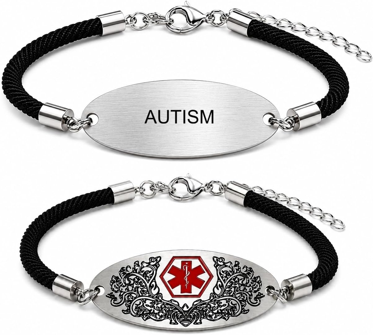 Medical Alert Bracelet with Dynamic QR Code or Custom Laser Engraving | Personalized Medical ID Bracelet | Emergency Medical Jewelry for Health Conditions | Stainless Steel Rope Chain