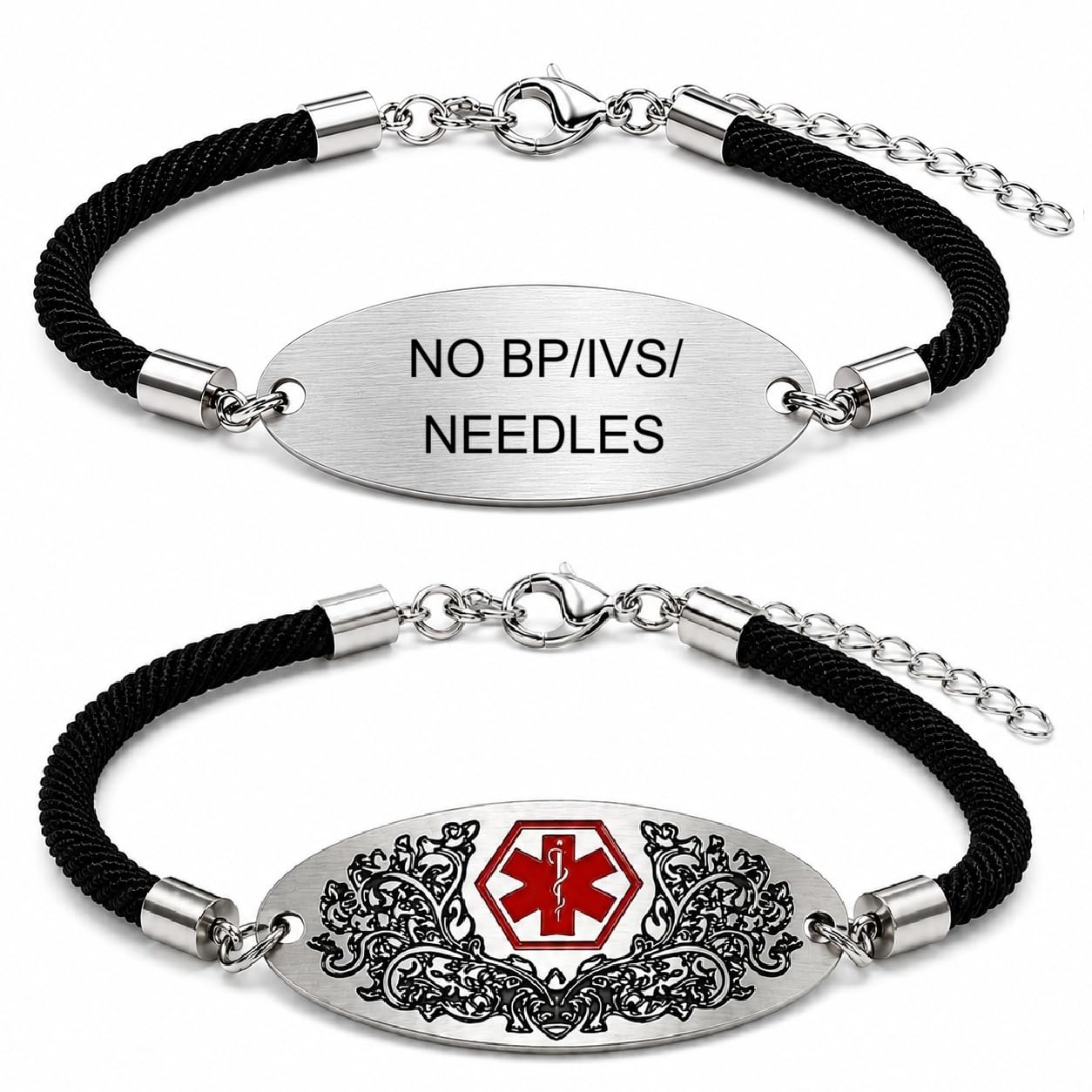 Medical Alert Bracelet with Dynamic QR Code or Custom Laser Engraving | Personalized Medical ID Bracelet | Emergency Medical Jewelry for Health Conditions | Stainless Steel Rope Chain