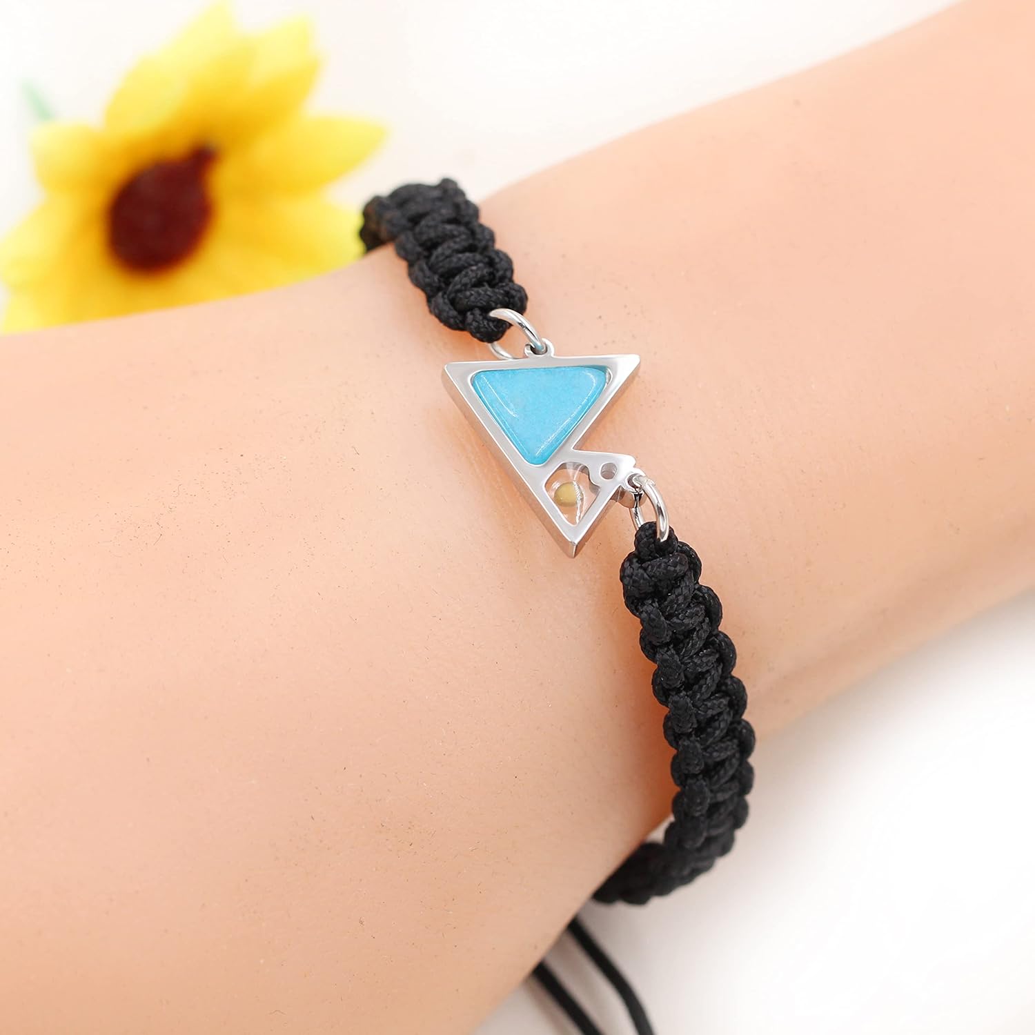 Uloveido Mustard Seed Mountain Bracelet | Handmade Braided Rope Bracelet with Blue Triangle Charm for Faith | Christian Jewelry for Men Women Gift YA5053