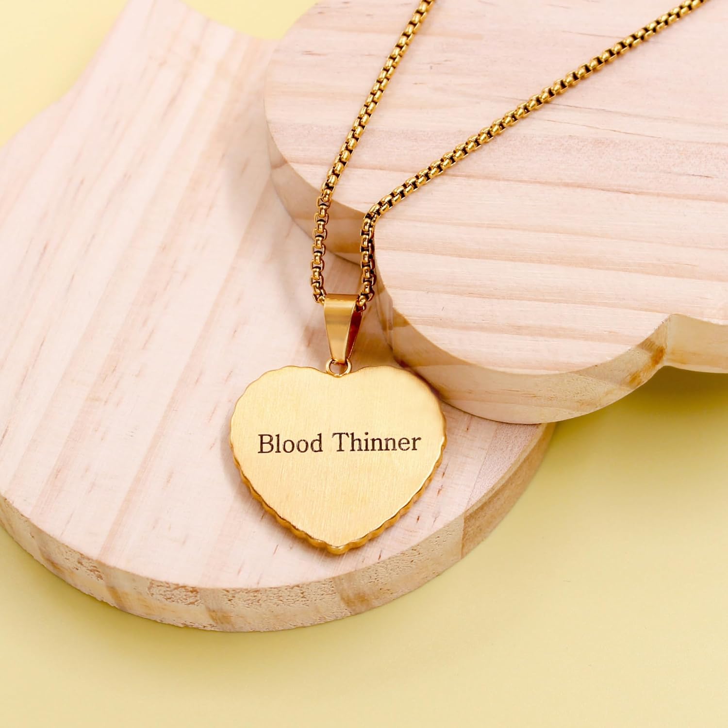 Uloveido Free Engraving Medical Alert Necklace – Heart-Shaped Gold-Plated Pendant with Zircon Accents, Custom Medical ID Jewelry, Allergy-Safe 50cm Chain, Unisex for Seniors, Sports, and Active Lifestyle