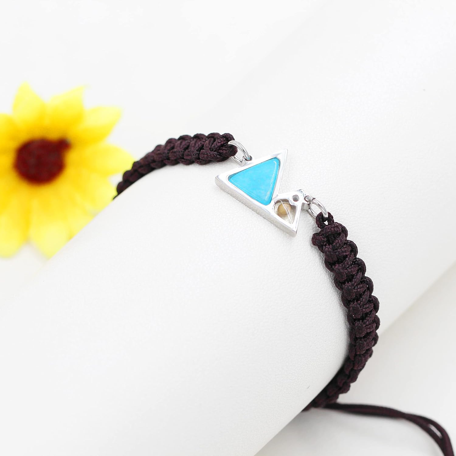 Uloveido Mustard Seed Mountain Bracelet | Handmade Braided Rope Bracelet with Blue Triangle Charm for Faith | Christian Jewelry for Men Women Gift YA5053