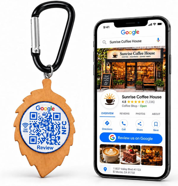 NFC QR Code Business Keychain for Google Review – Editable Review Page & Customer Feedback | Uloveido