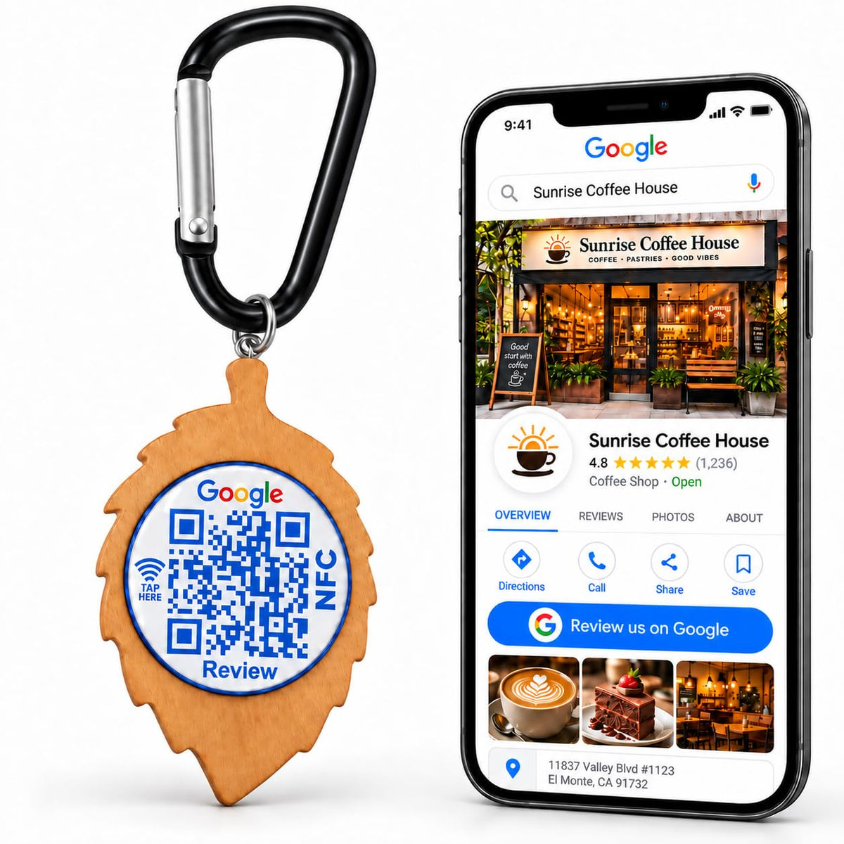 NFC QR Code Business Keychain for Google Review – Editable Review Page & Customer Feedback | Uloveido