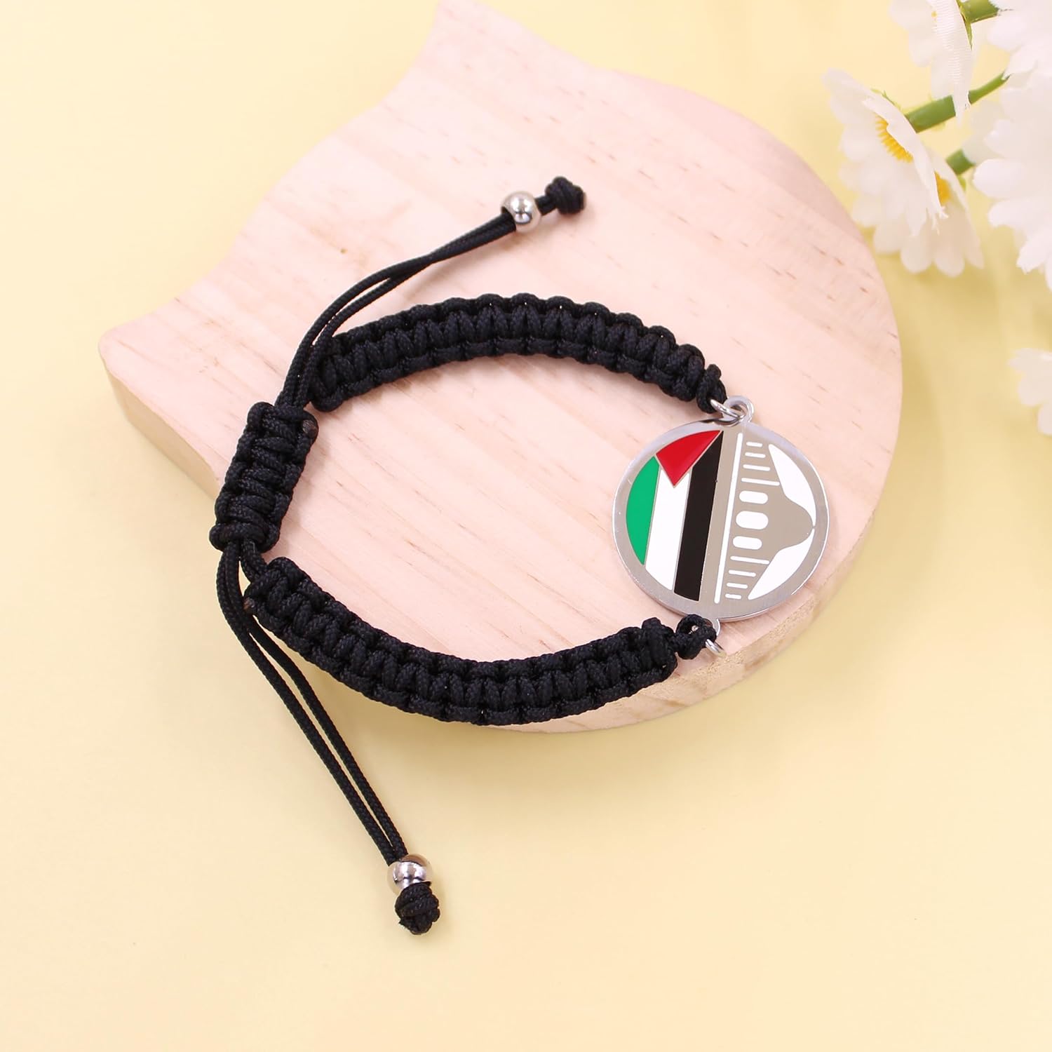 Uloveido Palestine Freedom Bracelet | Islamic Style for Men Women | Golden and White Adjustable Pull String | Arab Pride Resistance Jewelry | Cultural Identity Prayer Rope | YA6014