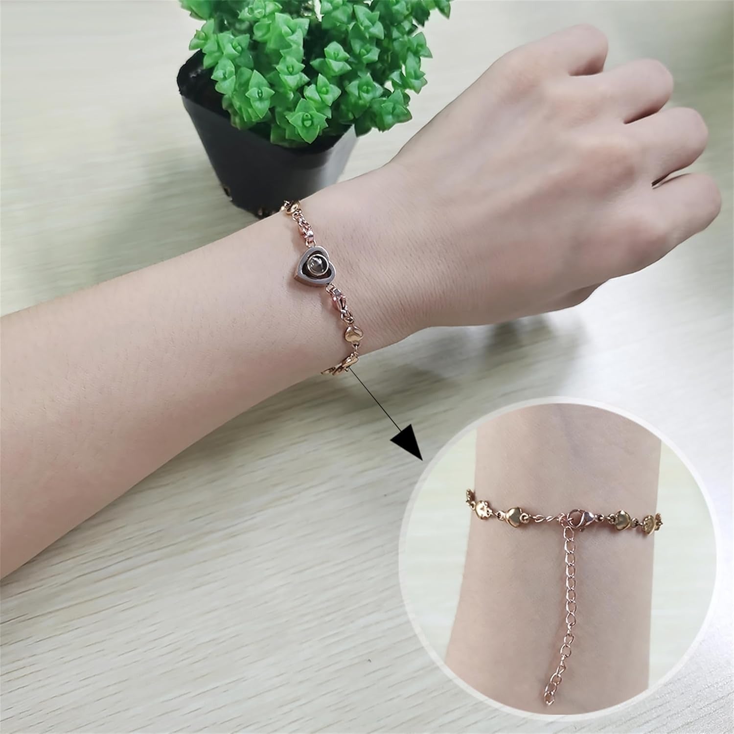 100 Languages Projection Pendant Bracelet | I LOVE YOU Heart Chain Bracelets | Fashion Bless Good Fortune Friendship Elegant Personalized Adjustable Length Stainless steel Jewelry Y4186