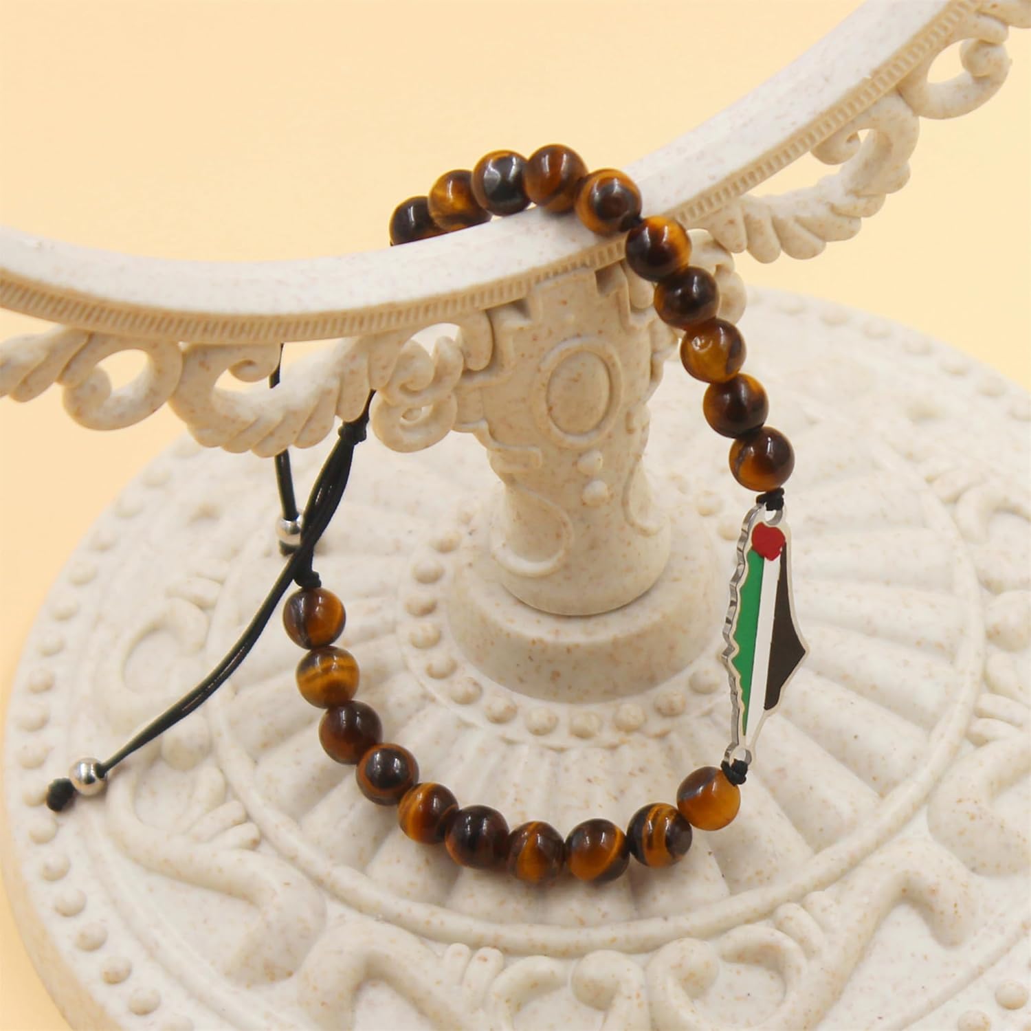 Palestinian Flag Handmade Middle Eastern Beaded Multicolor Protest Bracelet| Justice Unity Activist Bracelet| Stainless Steel Flag| Cultural Identity Support Bracelet| Support Gaza YA5213