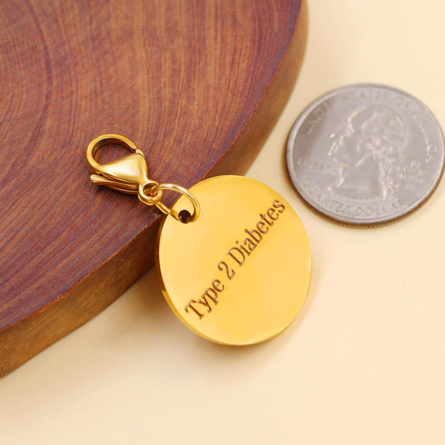 Medical Keychain Round Waterproof Stainless Steel Free Customizable Emergency Medical Jewelry for Men Women Seniors