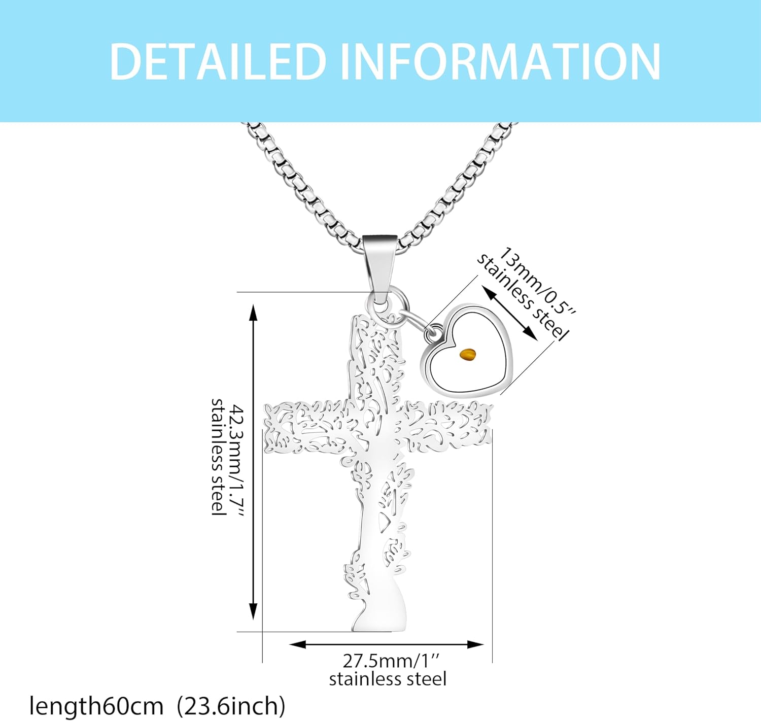 Tree of Life Necklace Mustard Seed Necklace Faith Necklace Cross Necklace Inspirational Jewelry Religious Necklace Spiritual Jewelry Meaningful Jewelry Symbolic Necklace Motivational Gift Growth and Strength Necklace Rebirth Necklace Hope Jewelry Bel