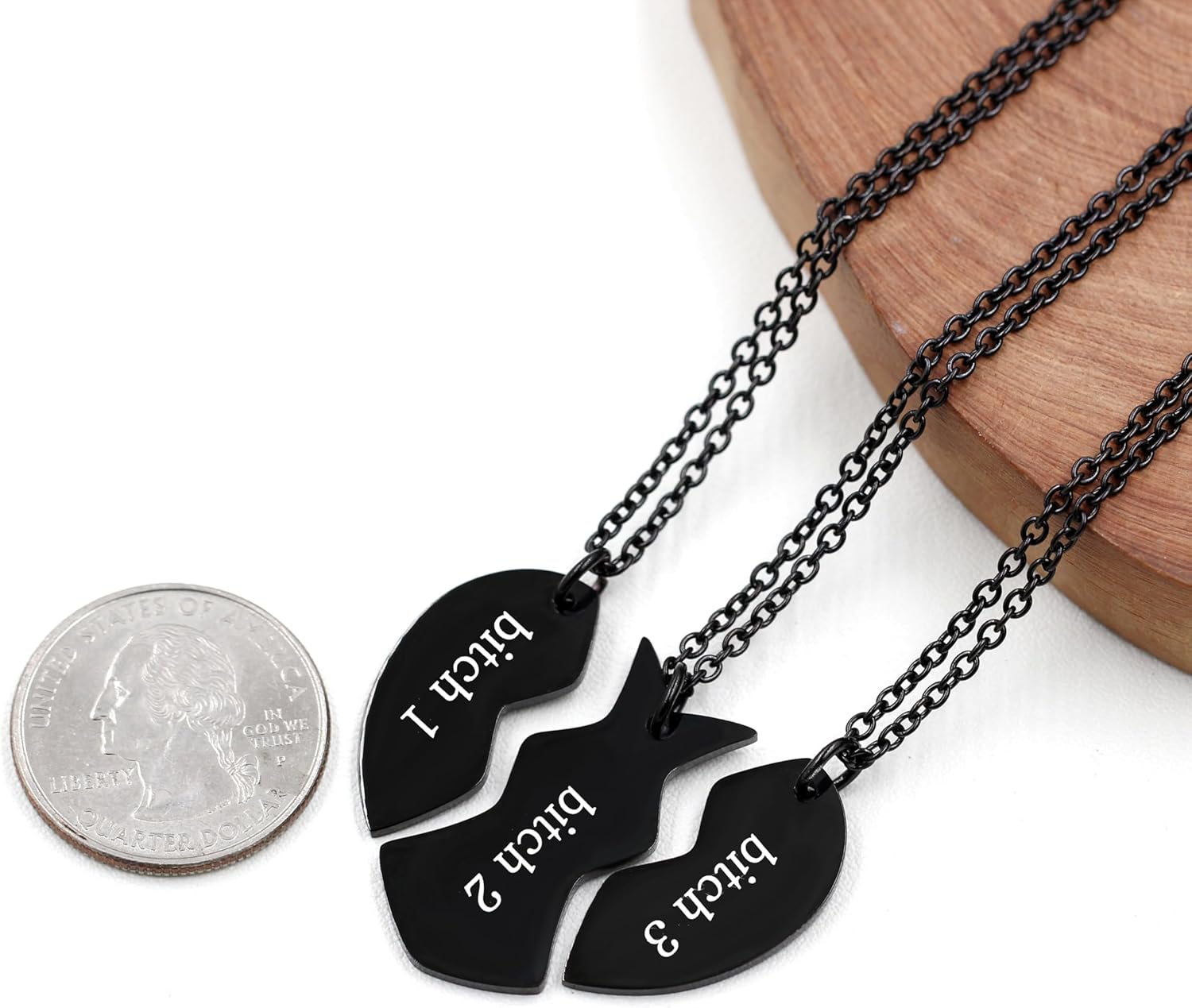 Uloveido 3 Pieces BFF Necklace Black Stainless Steel Matching Puzzle Heart Shape Best Friends Necklaces for 3 Lady Friendship Birthday Gifts
