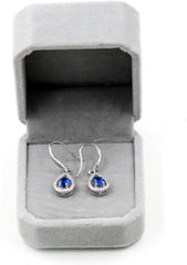 925 Sterling Silver Teardrop Earrings Oval Cut Blue Sapphire Birthstone Wedding Anniversary Jewelry Gifts FR027 (Sapphire)